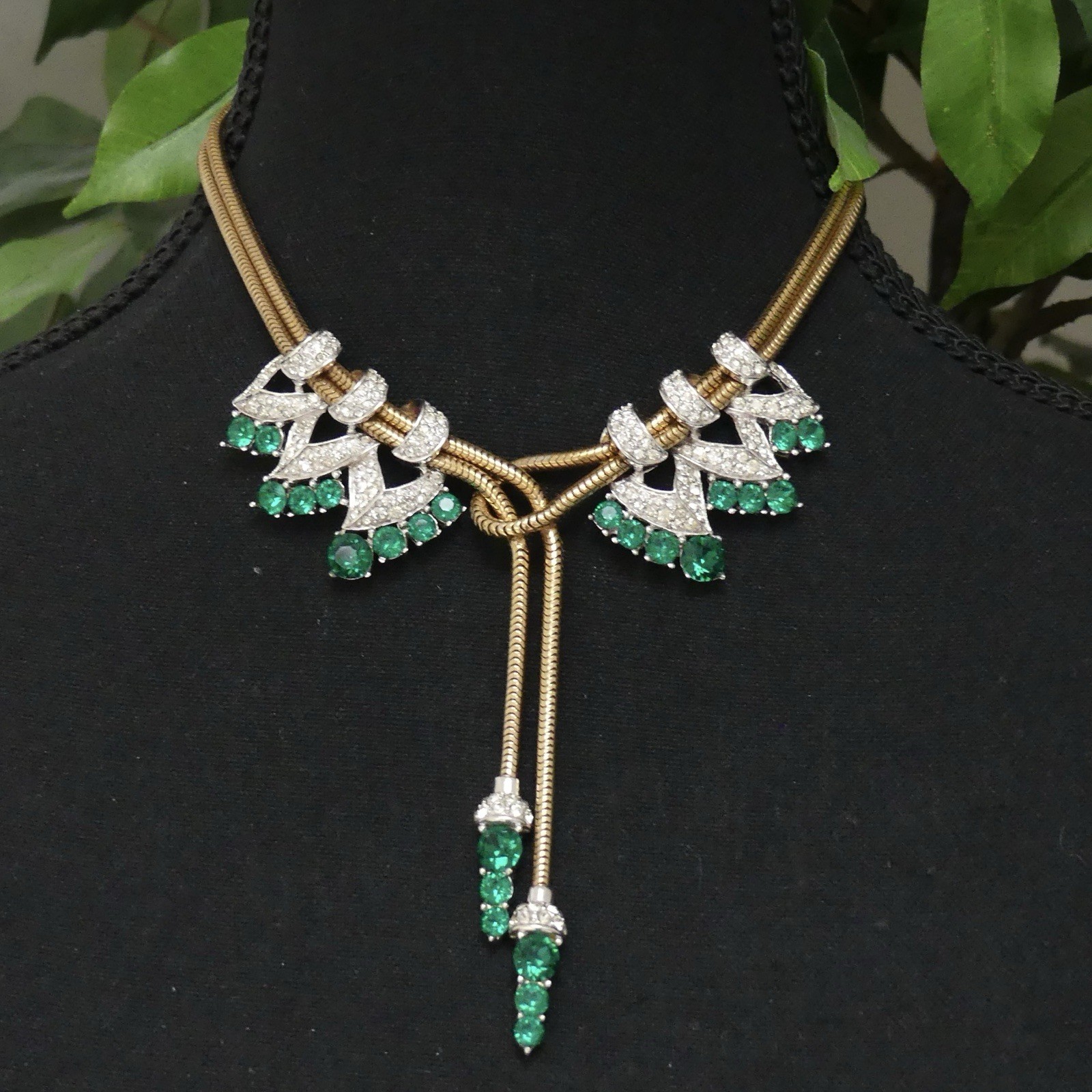 MARCEL BOUCHER Emerald Green Necklace 1940s HTF
