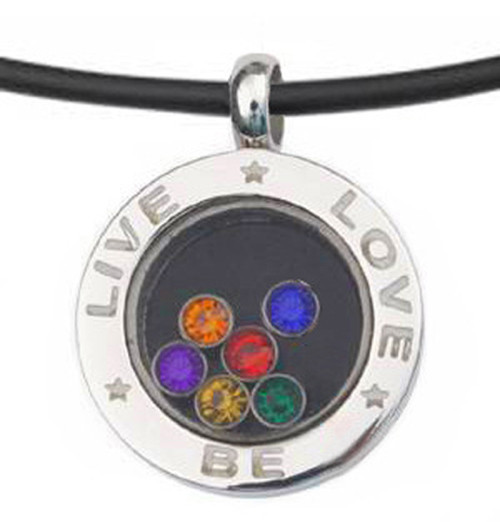 Pride Shack – Live Love Be -CZ Glass Pendant – Lesbian / Gay Pride LGBT Necklace