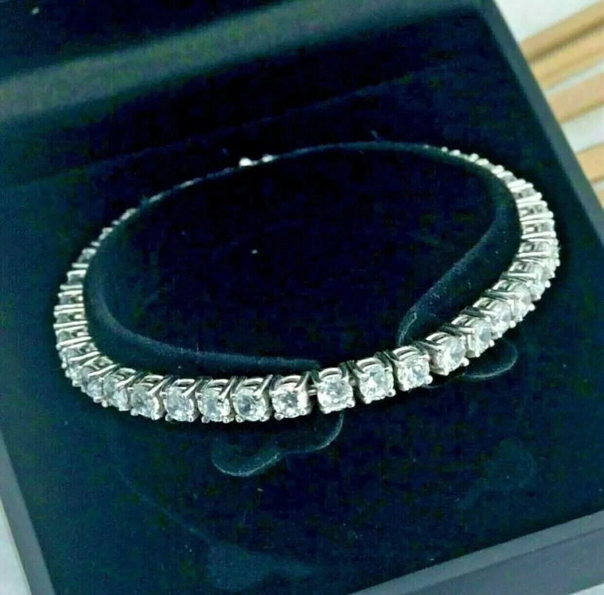 5Ct Round Cut Lab Created Diamond Tennis Bracelet 14K White Gold Plated Silver