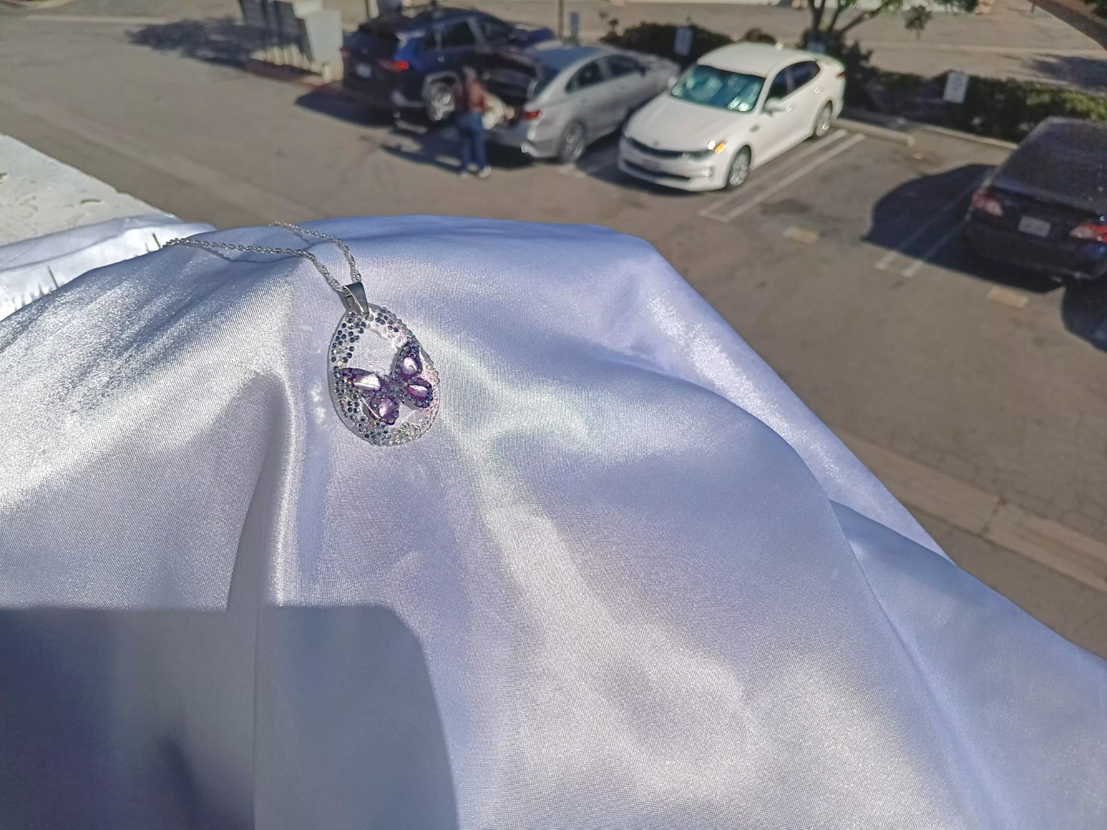 Crystal Butterfly Pendant Necklace, Reversible, Mother of Pearl The Perfect Gift