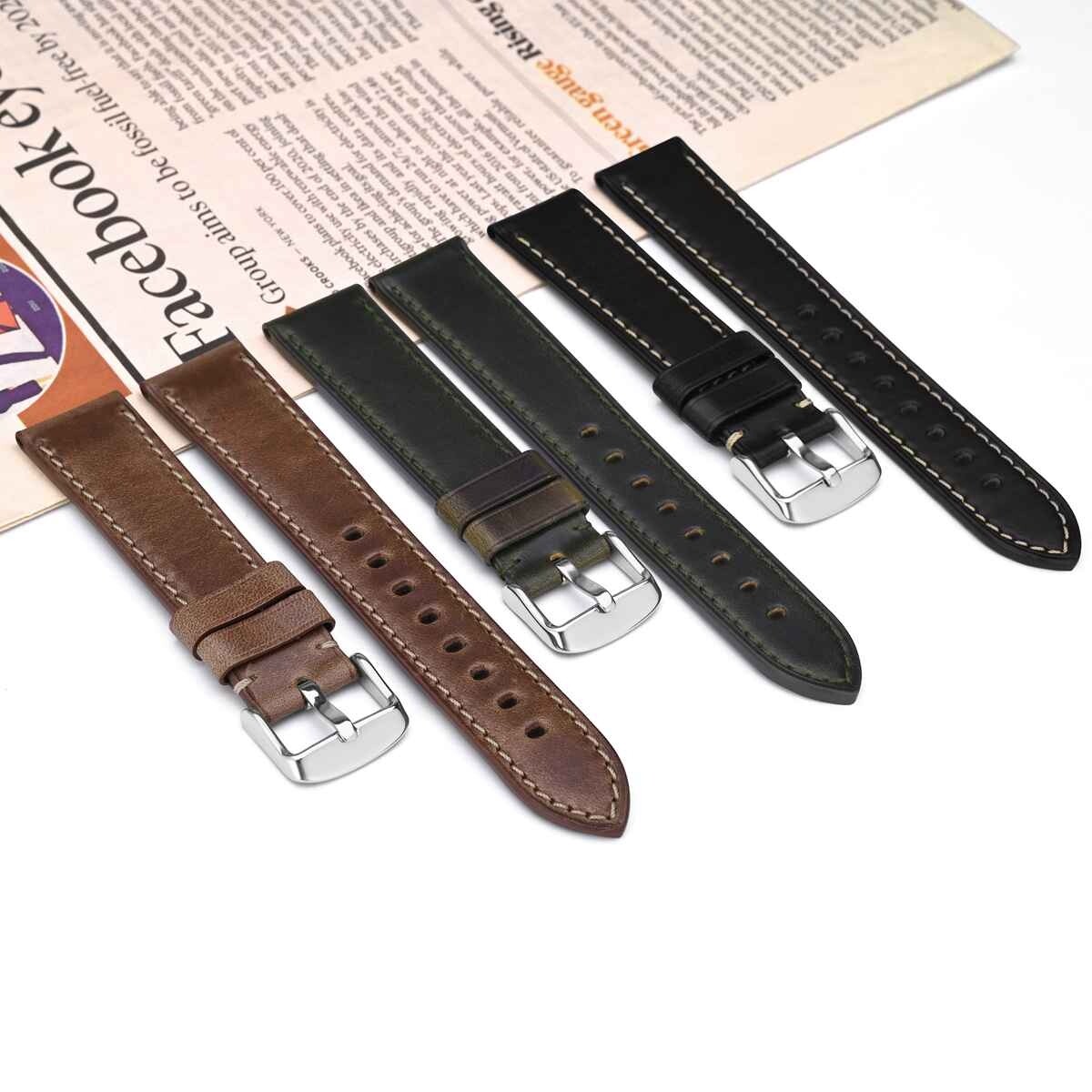 WOCCI Vintage Leather Watch Band 18mm 19mm 20mm 21mm 22mm 23mm 24mm