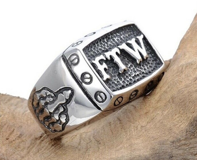 Men’s Motorcycle Biker Rider Style Ring Harley FTW Outlaw Middle Finger Up 7-14