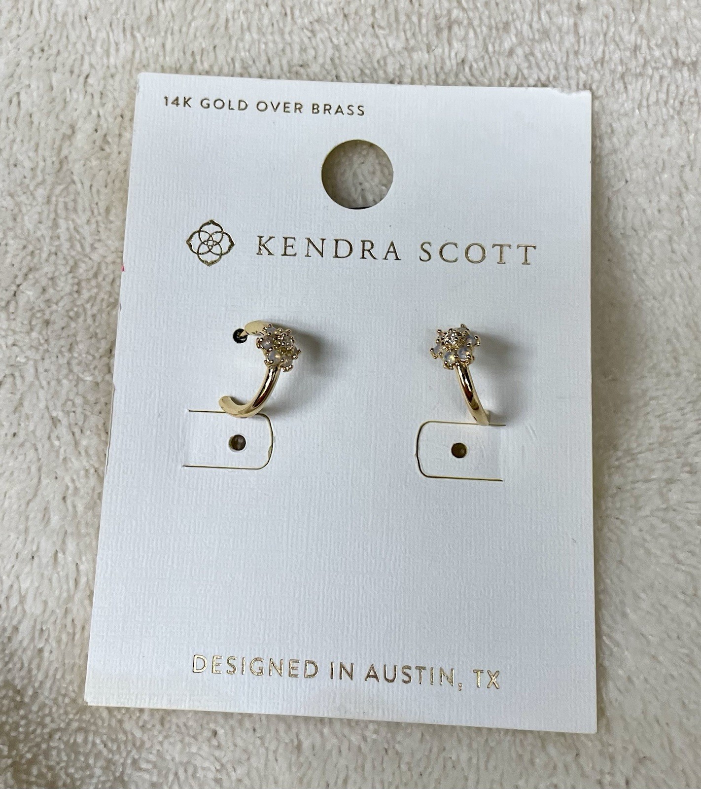 Kendra Scott 14K Gold Over Brass AYLSSA Post Hoop Earrings Floral T1790