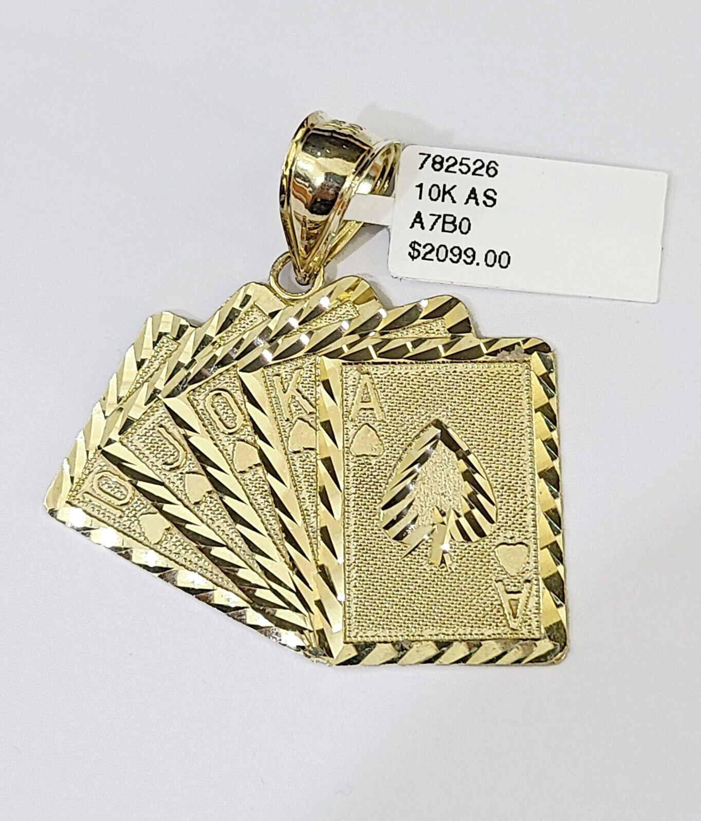 Real 10k 3mm Rope Chain Royal Flush Pendant 18″ 20″ 22″ 24″ 26″ Gold Set