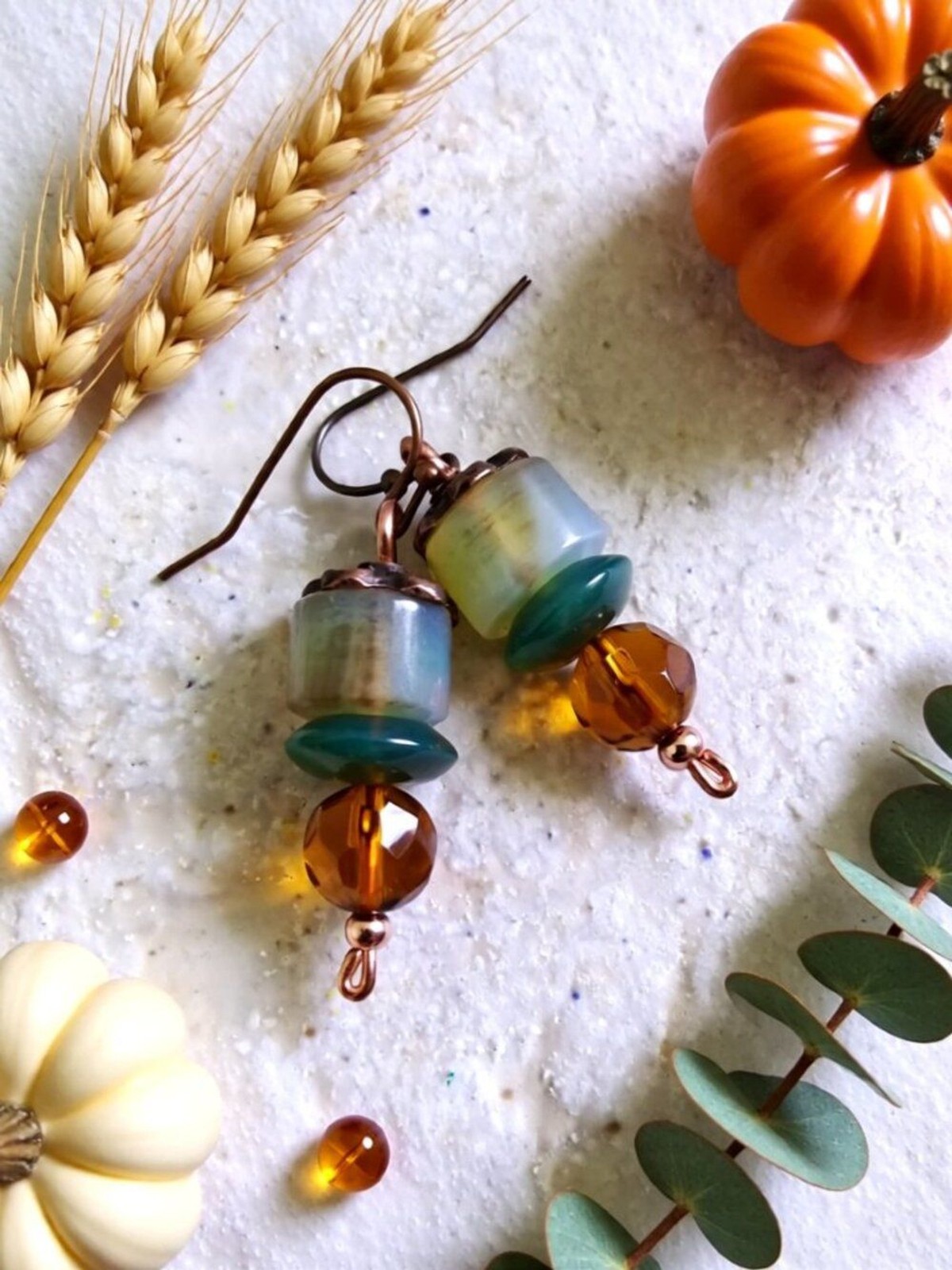 NEW! Handmade Short Stack Beaded Dangle Earrings – Fall ForestCore Bohemian