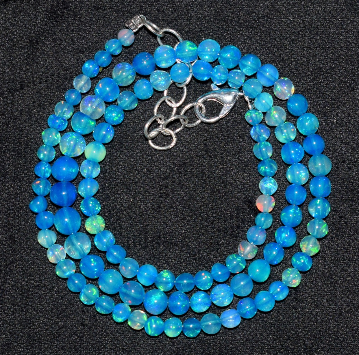 16″Natural Ethiopian Opal Wello Fire Opal Gemstone Beads Necklace Jewelry F651