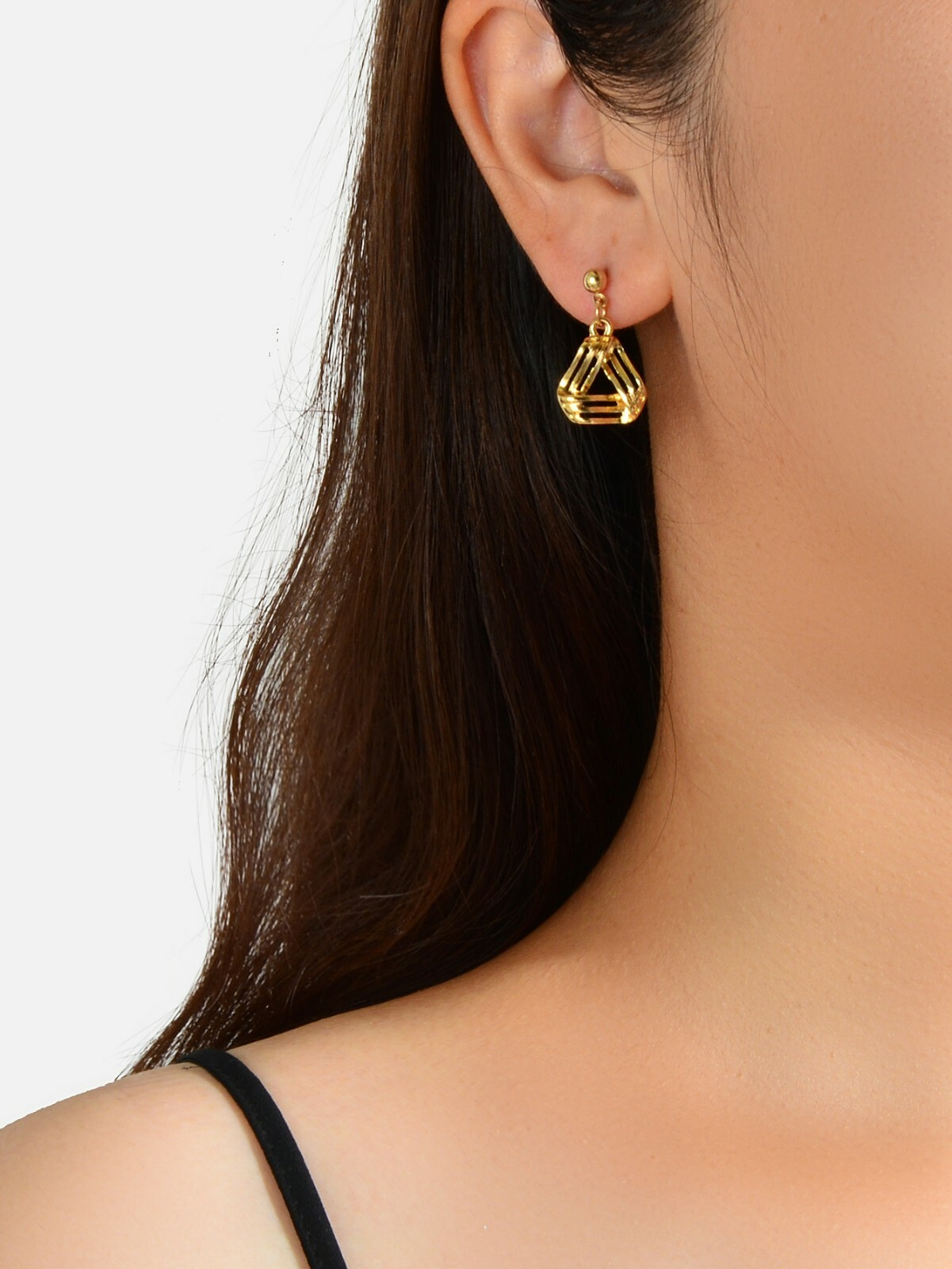 Hip Hop Punk Jewelry Gold Geometric Triangle Dangle Hypoallergenic Stud Earrings