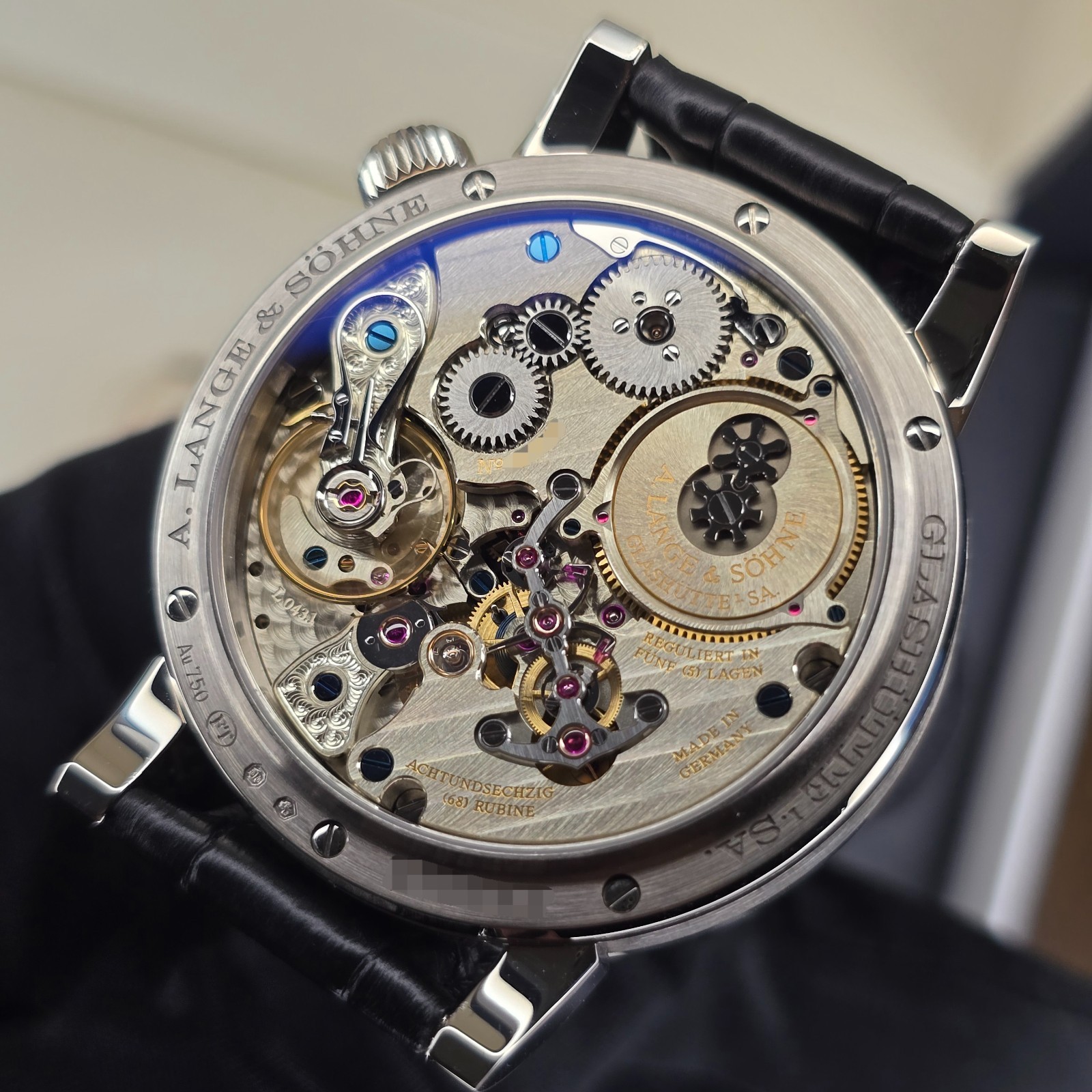 A. LANGE & SOHNE ZEITWERK 140.029 41.9MM 18K WHITE GOLD BLACK DIAL B&P