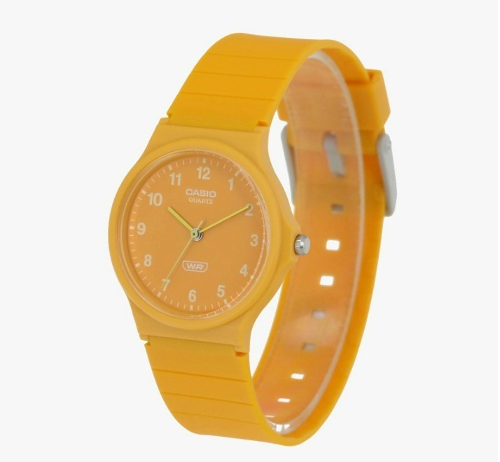 Casio MQ-24B-9B Analog Watch Yellow Resin Unisex Lightweight Casual Wristwatch
