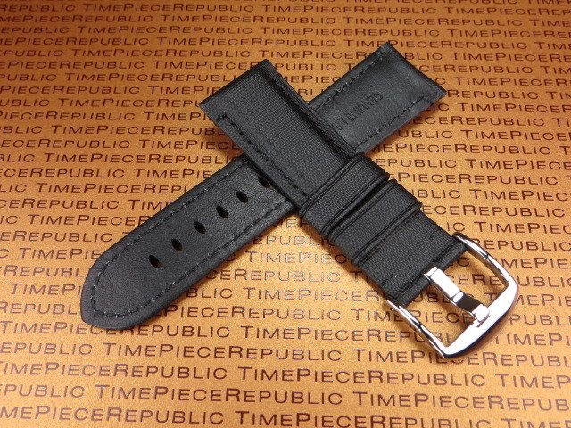 24mm Pam 1950 Black Leather Kevlar Strap TOILE Fabric Tang Tongue Watch Band
