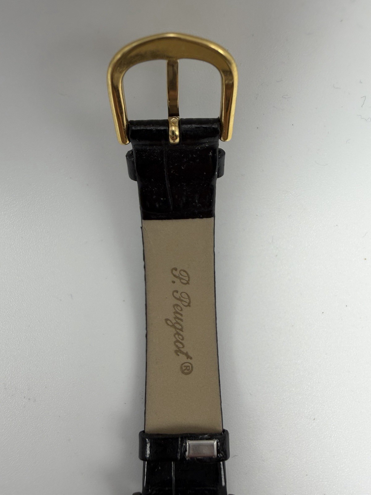 Peugeot PQ8283L New Battery Ladies Watch 24MM 6.5″ Black Leather Band