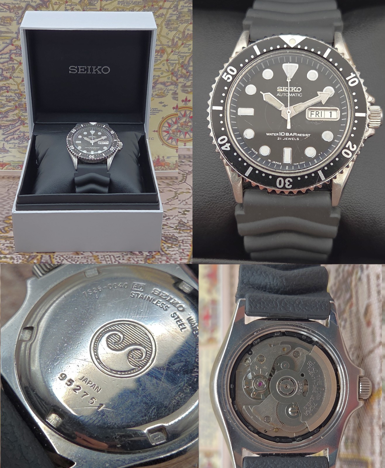 Seiko Mens Automatic Watch SKX031 Scuba Divers 100M 7S26-0040 May 1999 SEIKO BOX