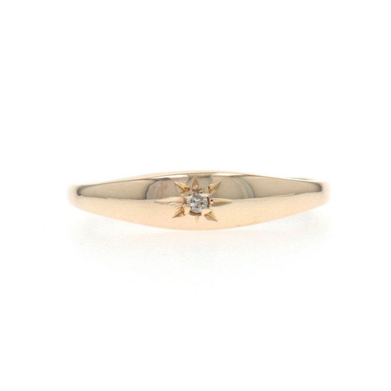 Yellow Gold Diamond Solitaire Ring – 10k Single Cut SZ 2