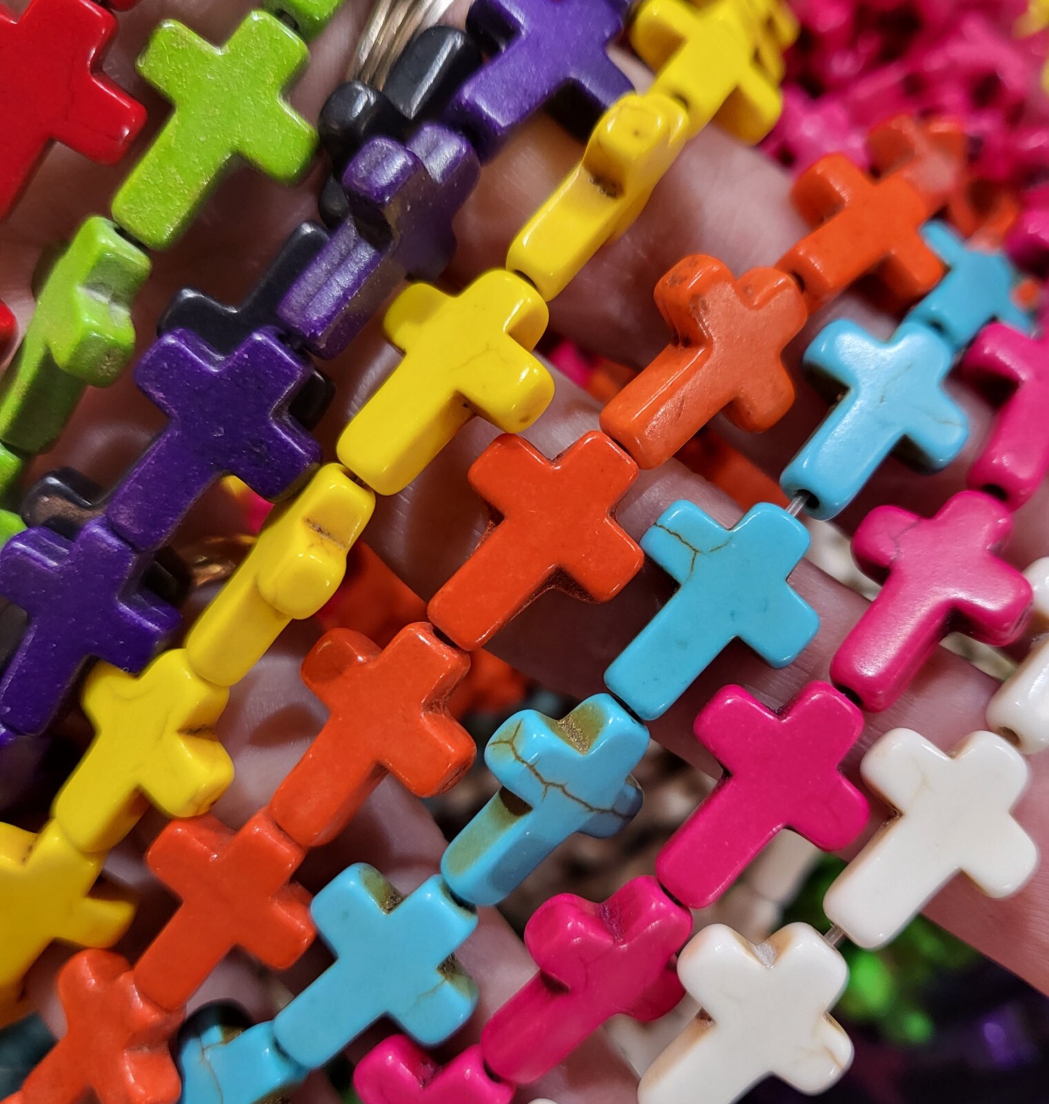 Cross Beads 10color Blue Turquoise Howlite 15″ strand Yellow Black Orange Orange