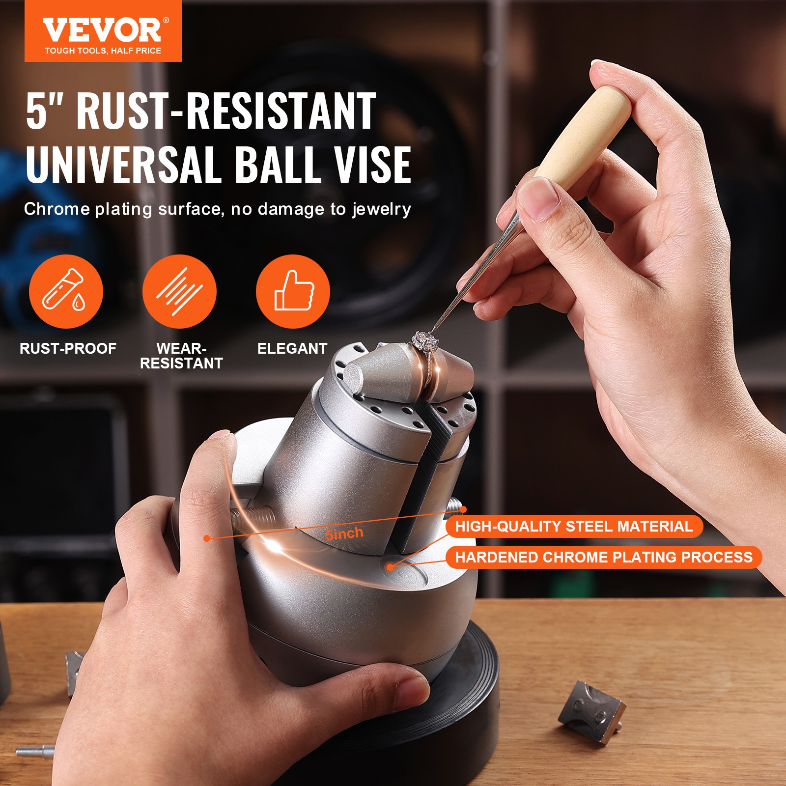 VEVOR Ball Vise 5″ Engraving Setting Tool 360° Rotation Engraving Block Vise