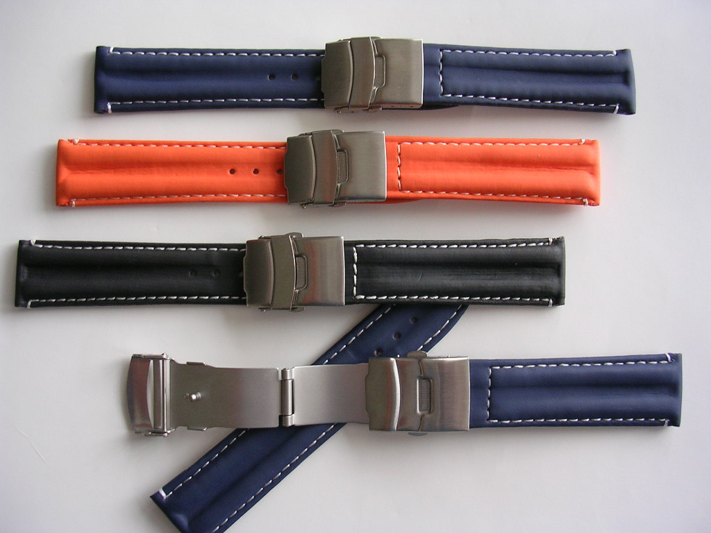 20mm Orange Silicon Rubber Dbl Lock Deploy Dive watch band IW SUISSE 22 USA Ship