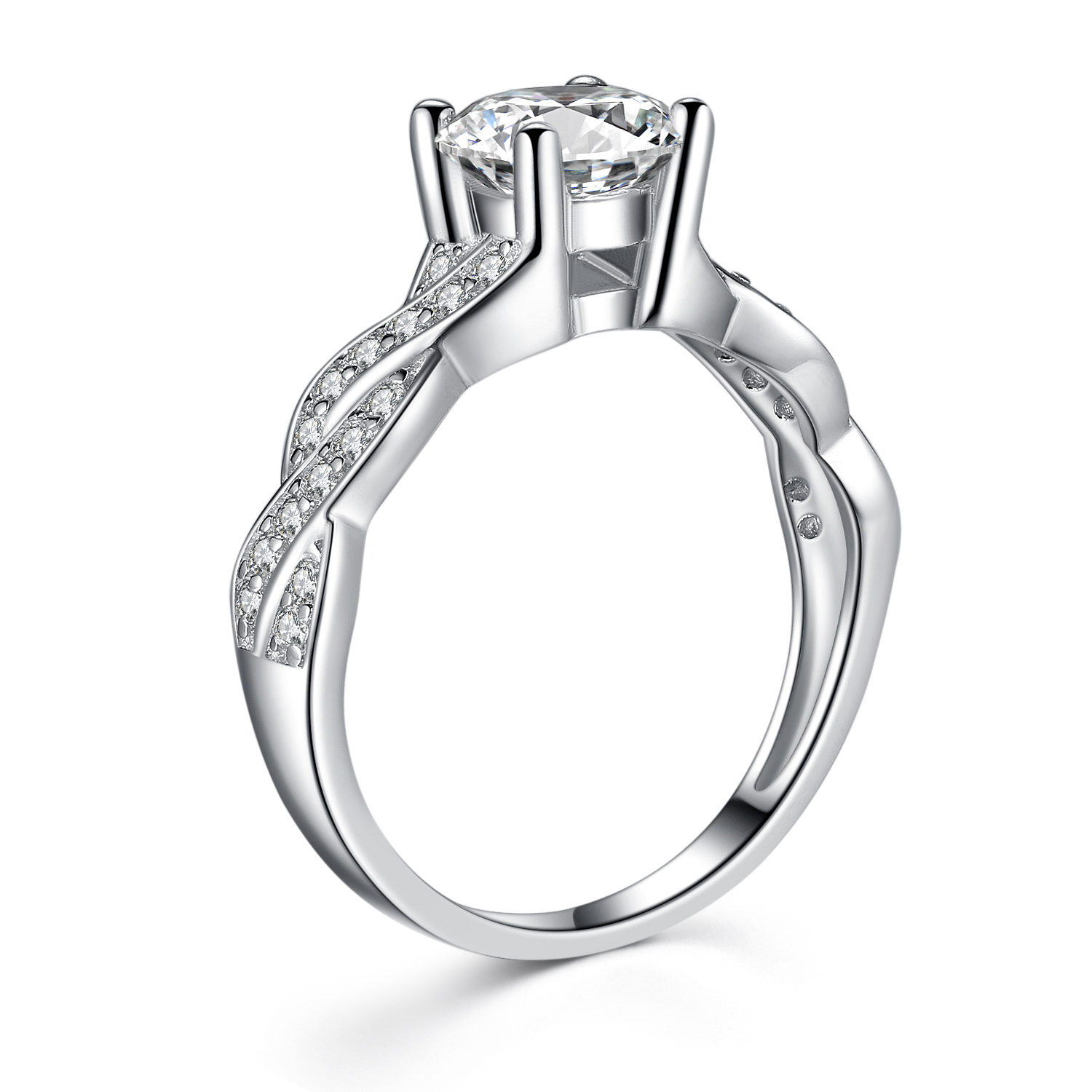 2.75 CTW Round Cut AAA CZ 925 Sterling Silver Wedding Ring Set Women’s Size 5-11