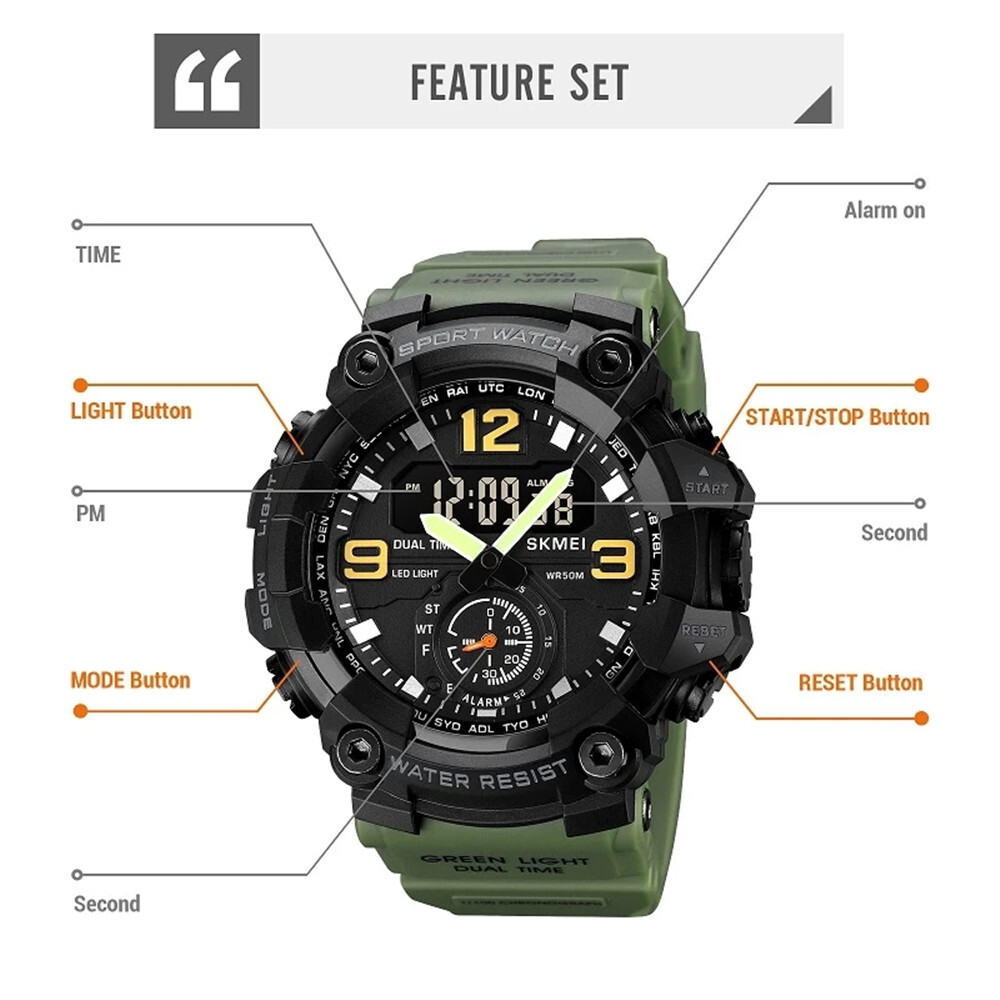 SKMEI Men Military Watch Camouflage Wristwatch LED Digital Quartz Sport Watches