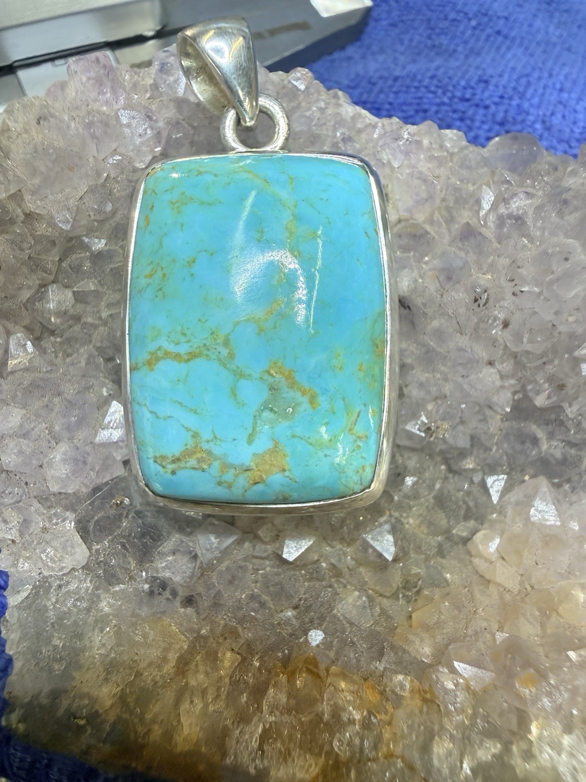 Beautiful Irani Natural Turquoise Pendant Handmade In 925 Sterling Silver