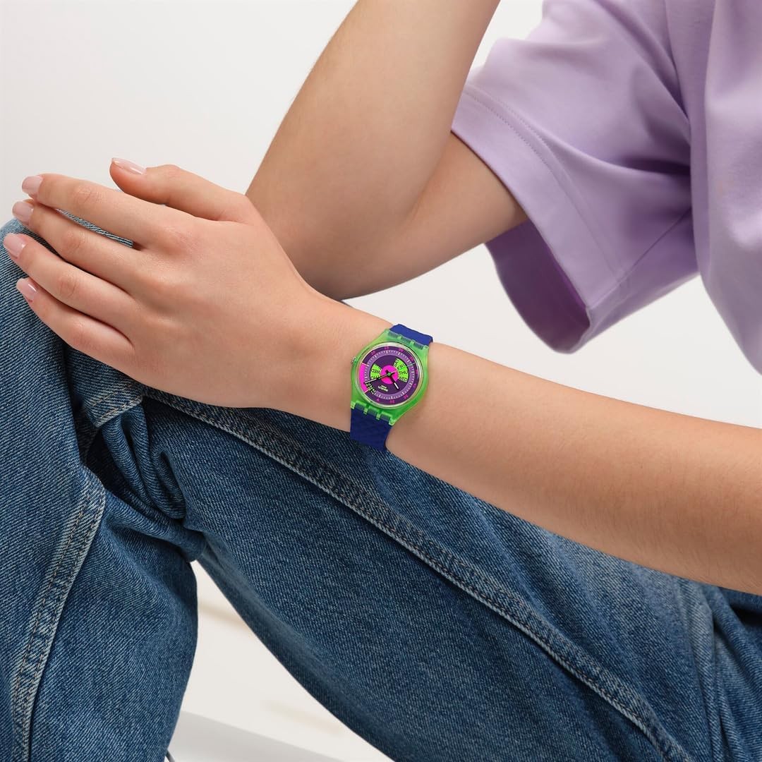 Swatch GENT BIOSOURCED SWATCH NEON SKYCHART Wristwatch SO28G704, Unisex, Blue
