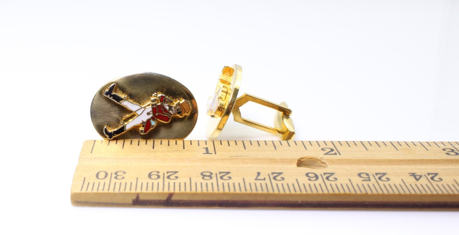 Vintage Kinney Co. Prov. RI Johnnie Walker Red Label Enamel Cufflinks Gold Tone