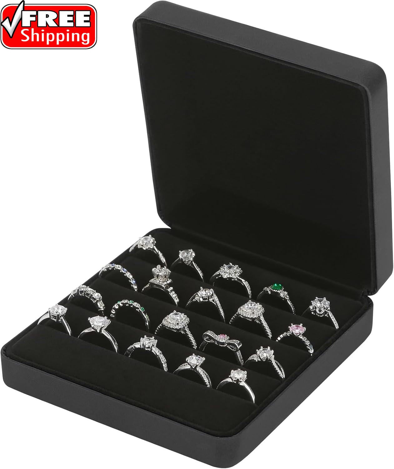 Ring Storage Organizer Box for Multiple Rings, Travel Portable Jewelry Ring Stud