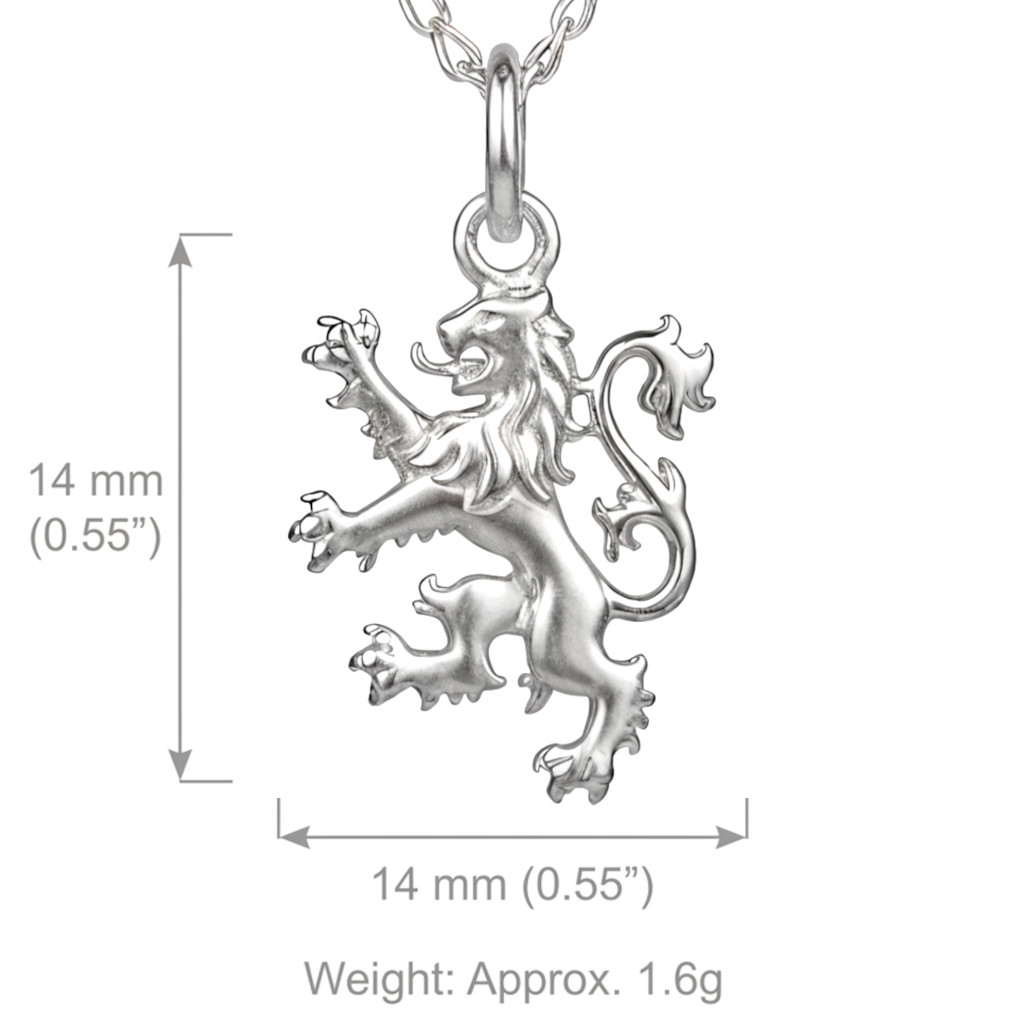 Sterling Silver Lion Rampant Pendant Necklace & Gift Box