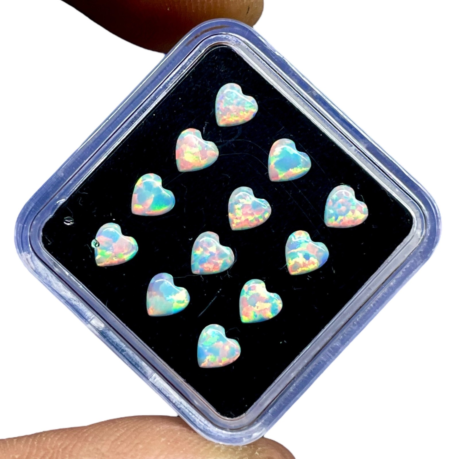 12 Pcs Australian Opal 4mm Heart Cabochon AAA Quality Lab Created Gemstone Lot