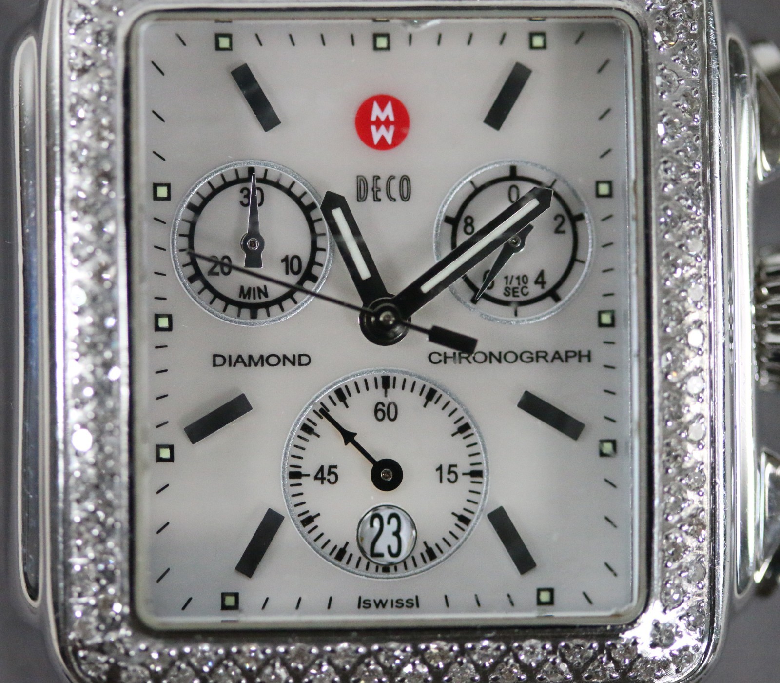 Michele Deco Diamond Chronograph Women’s Watch Mother of Pearl MW06A01 w/ Box