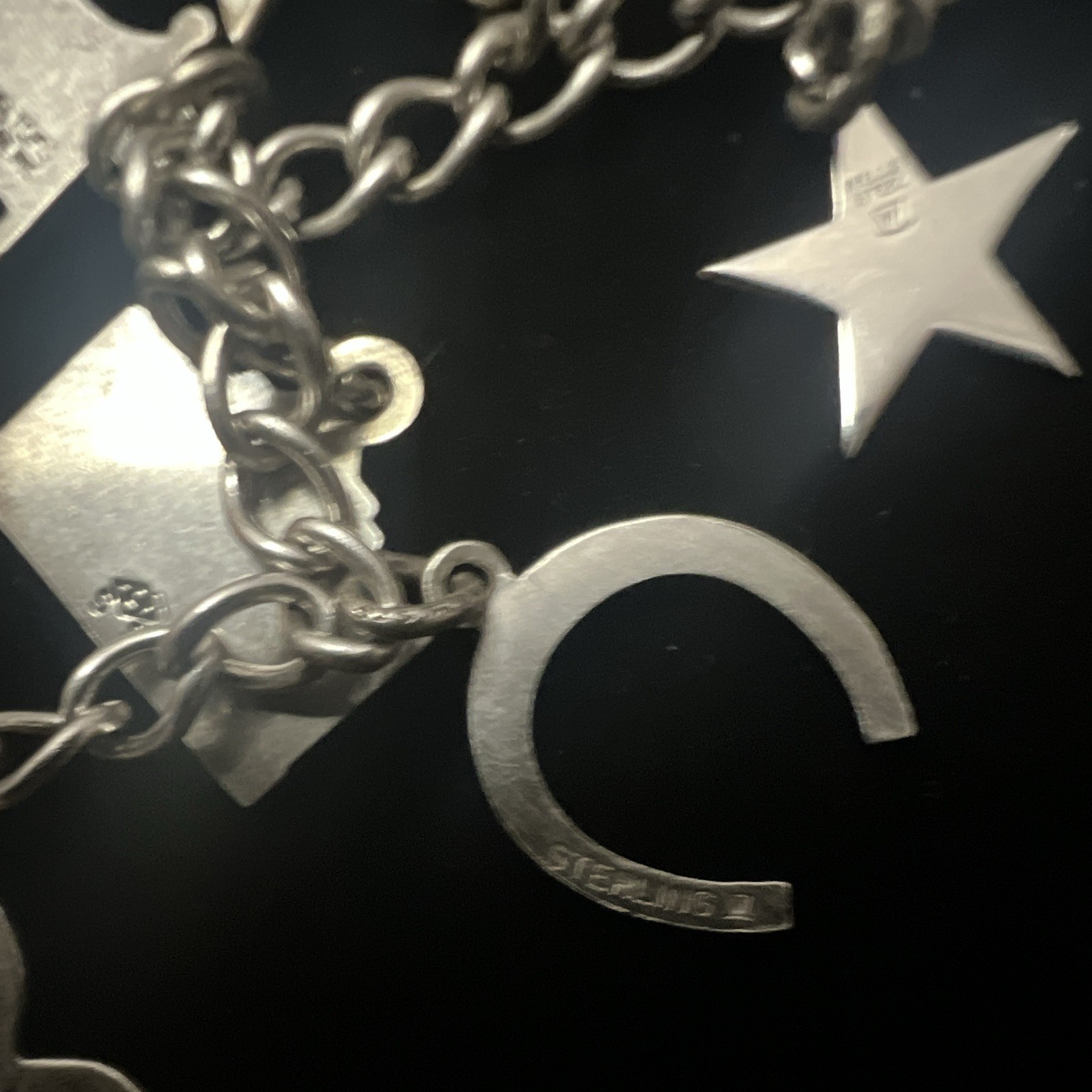 Vintage 1970s Haltom Sterling Silver 925 Texas Charm Bracelet Retired Signed