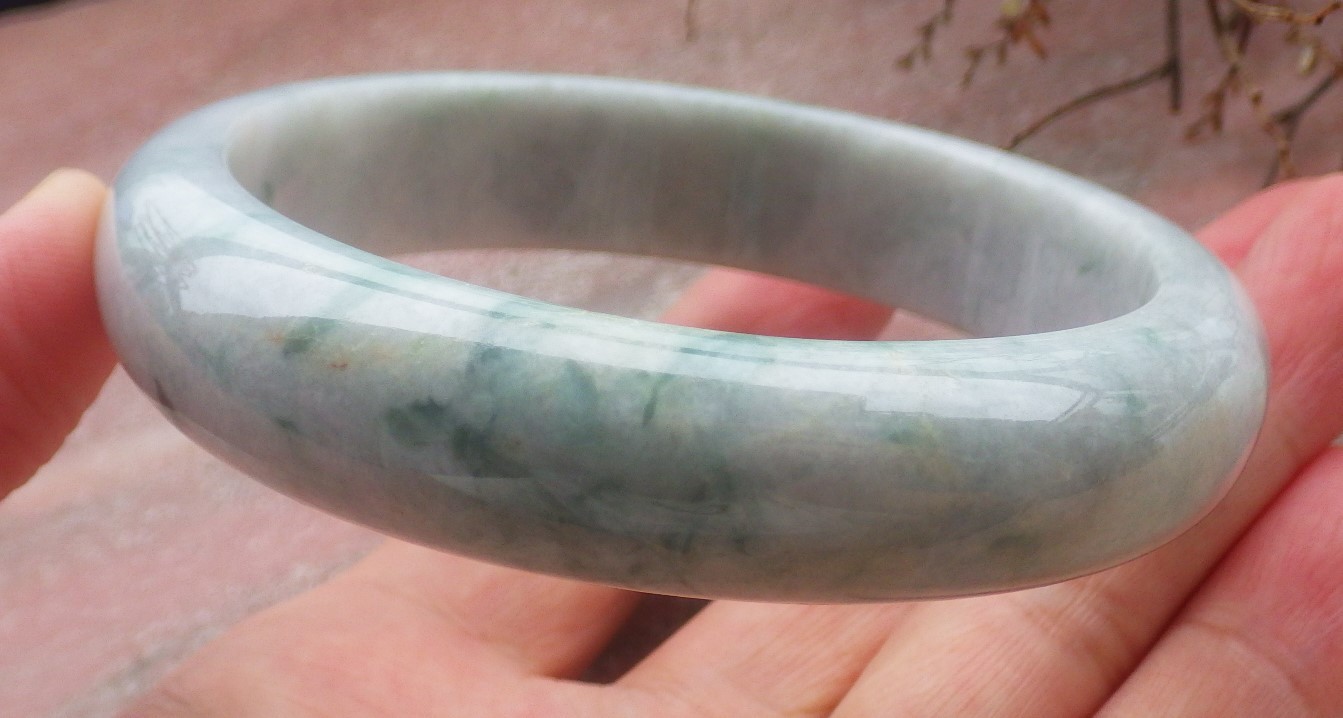 Video Certified Green Burma A JADE Jadeite Circle Bangle Bracelet 61 mm 404923