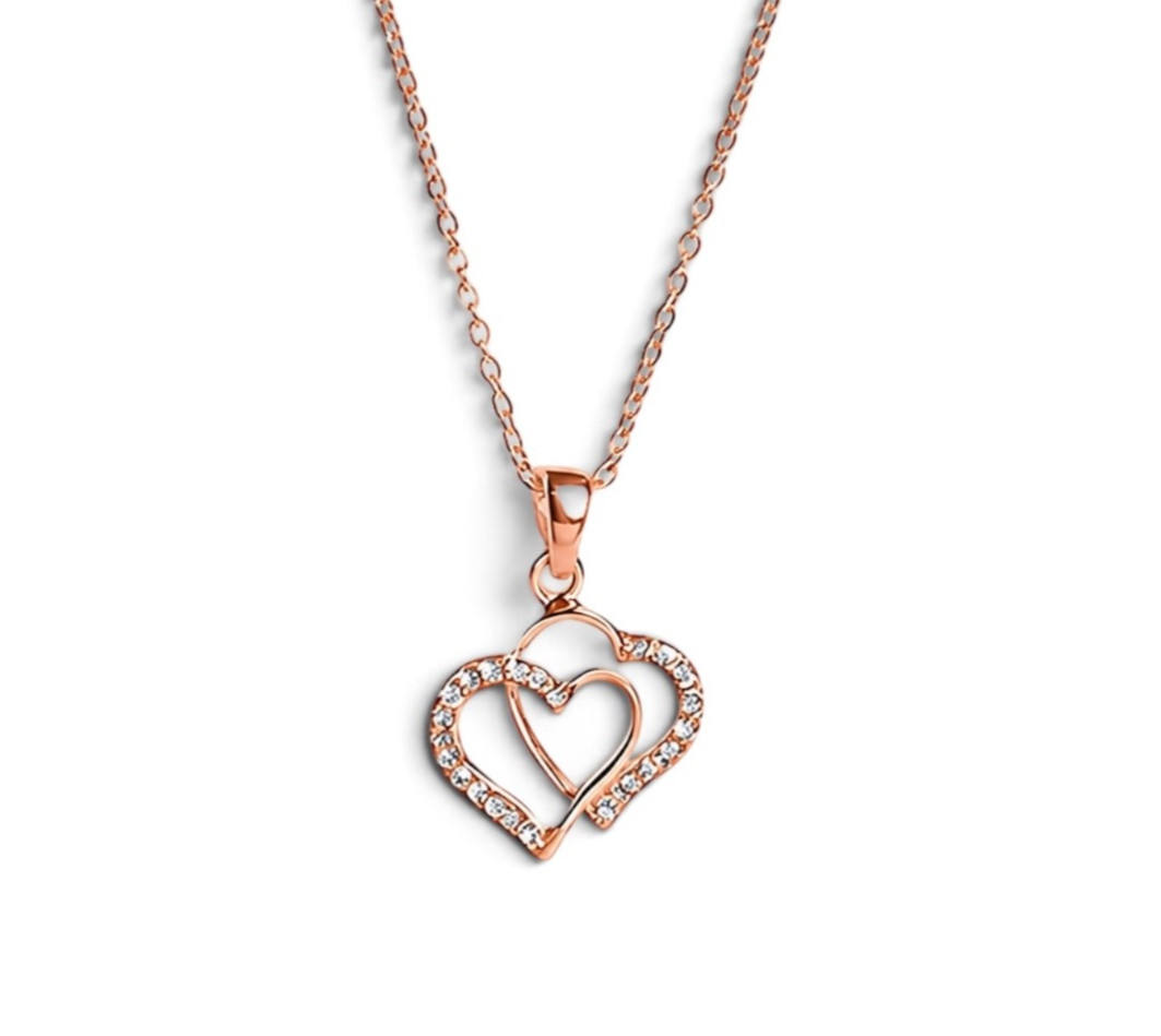 Double Heart Pendant Lariat Necklace Minimalist Women’s Jewelry J23