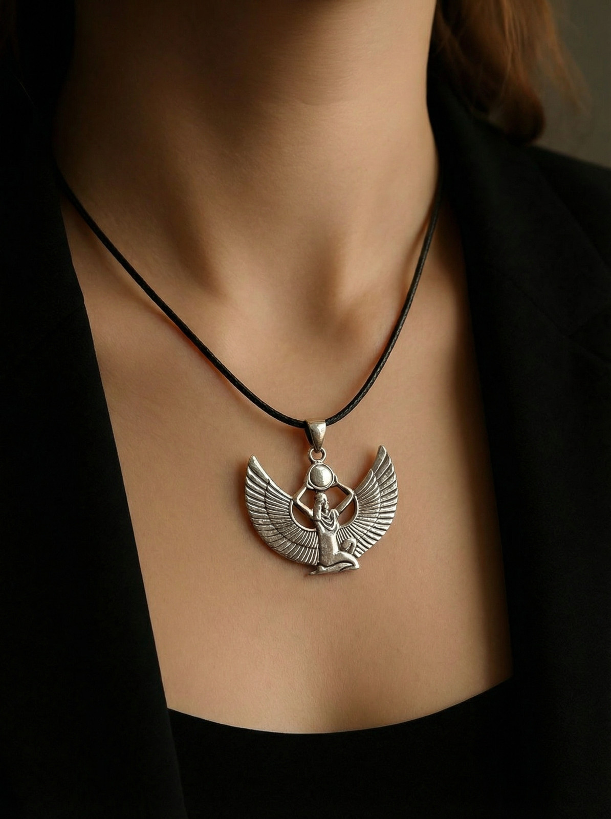 Isis necklace pendant – Egyptian goddess – Silver 900 – Egypt Amulet jewelry