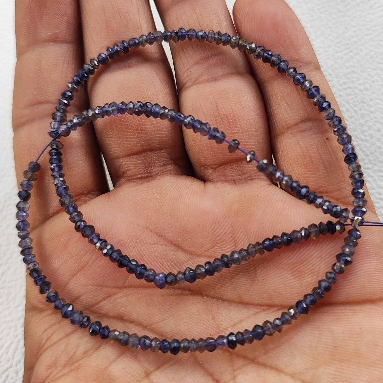 India Iolite Gemstone 3mm Faceted Rondelle Shape Beads 13″ Jewelry Gem Strand