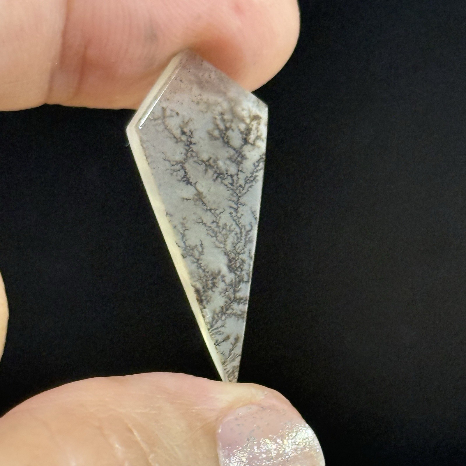 5.4ct 30x13x2mm Fine Dendritic Agate Kite Shape Cabochon Loose Picture Stone