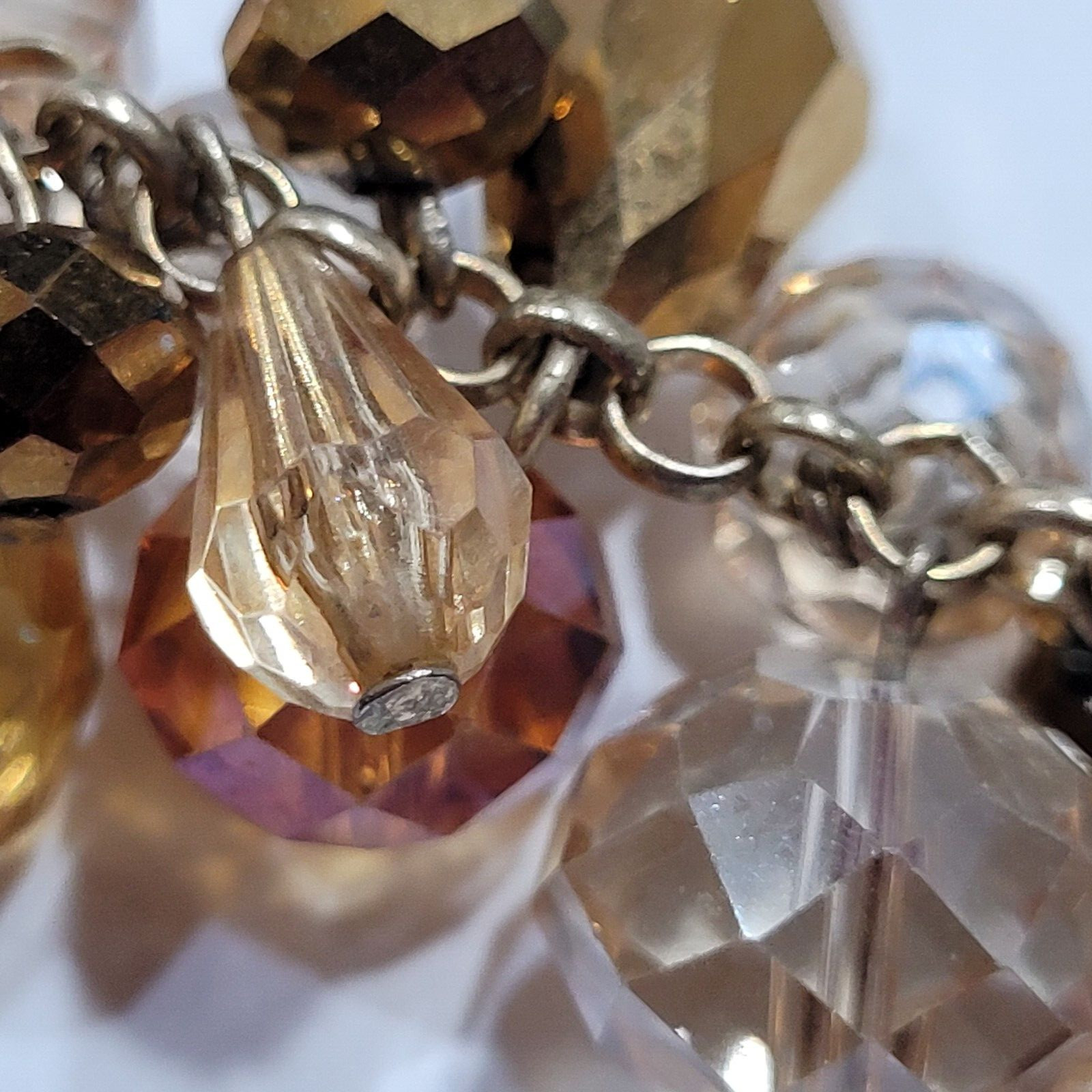 Chunky Cluster Statement Multi Colored Faceted Glass Charm Drop Necklace 21 Inch