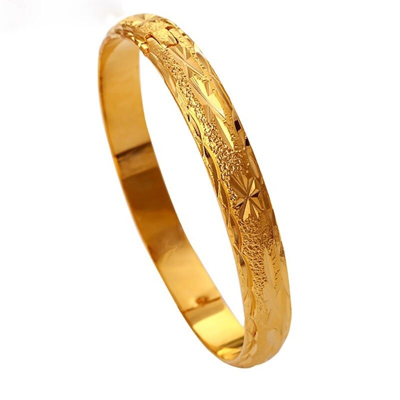 24k Gold Filled Over Silver 7.5″ Wide Italian Womens Opening Bracelet Bangle