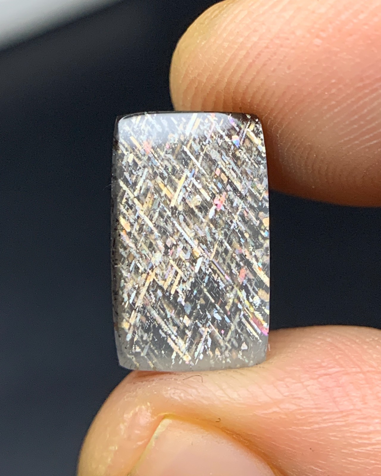 Natural Australian Rainbow Lattice Sunstone 3.49 Carat 12.8×7.8 MM Cushion Shape