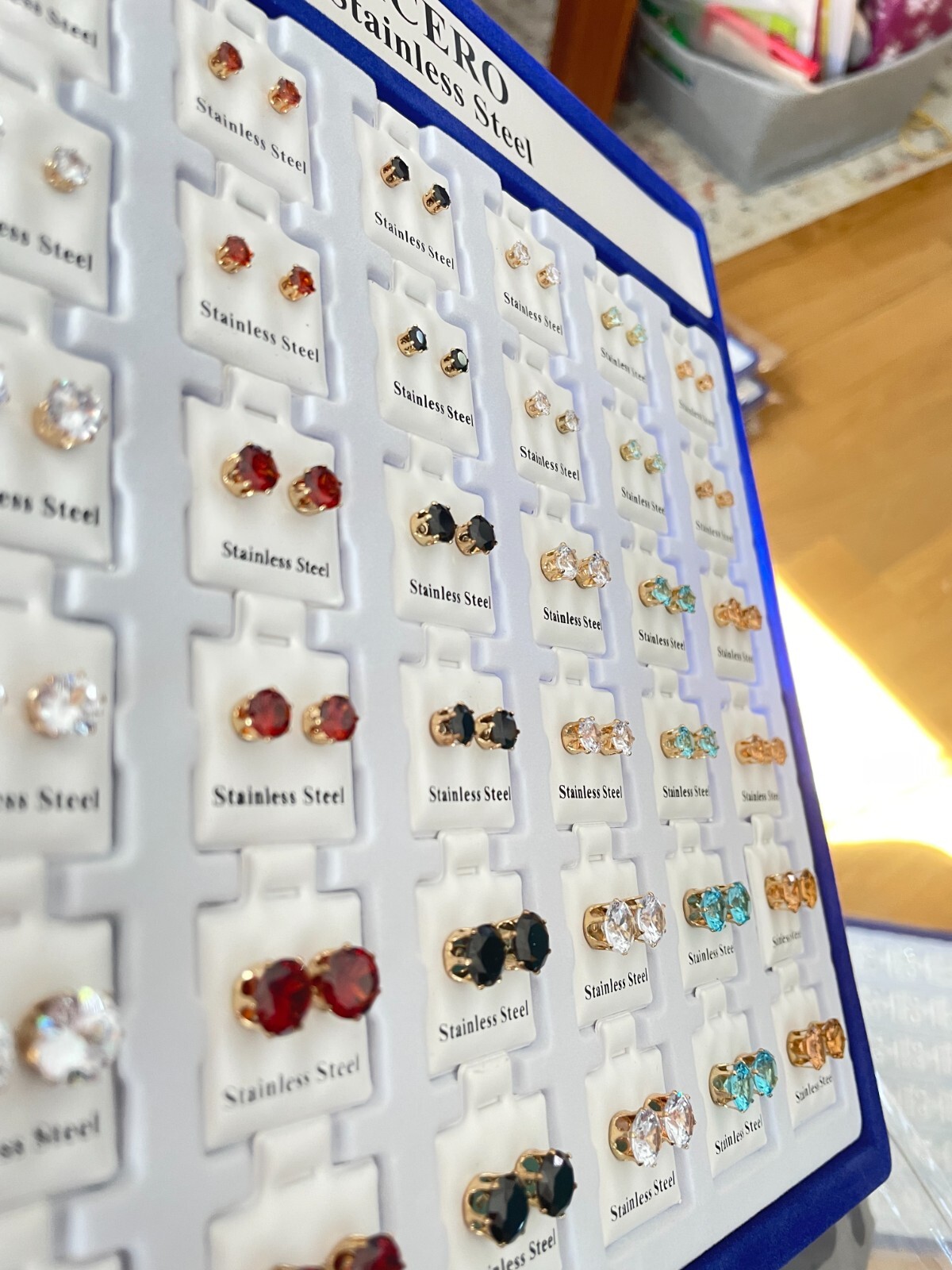 Wholesale 36pcs Cubic Stainless Steel CZ Women Earrings Studs Colors Gold LOT
