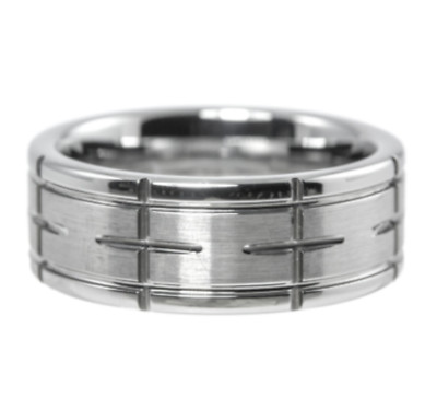 Brushed Cross Tungsten Ring 8mm Band Polished Details Clearance Size 13 LAST ONE