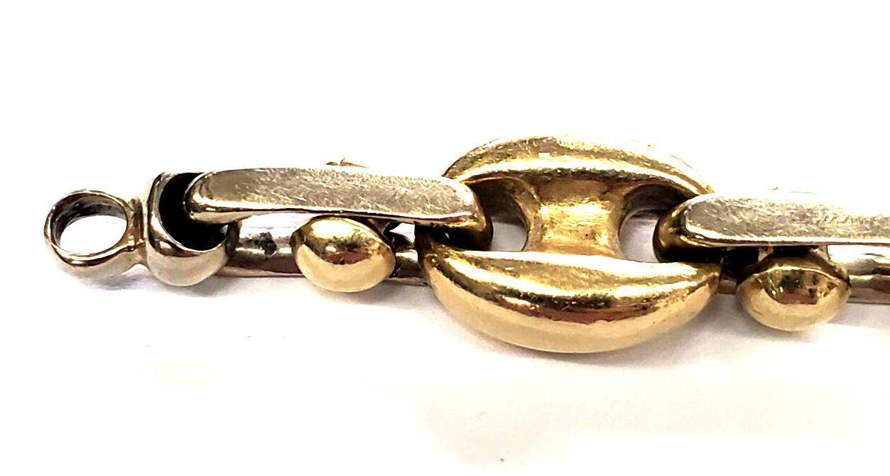 14K Solid Two-Tone Gold 11.8mm 8.25″ Anchor/Mariner Link Bracelet -63.9 grams