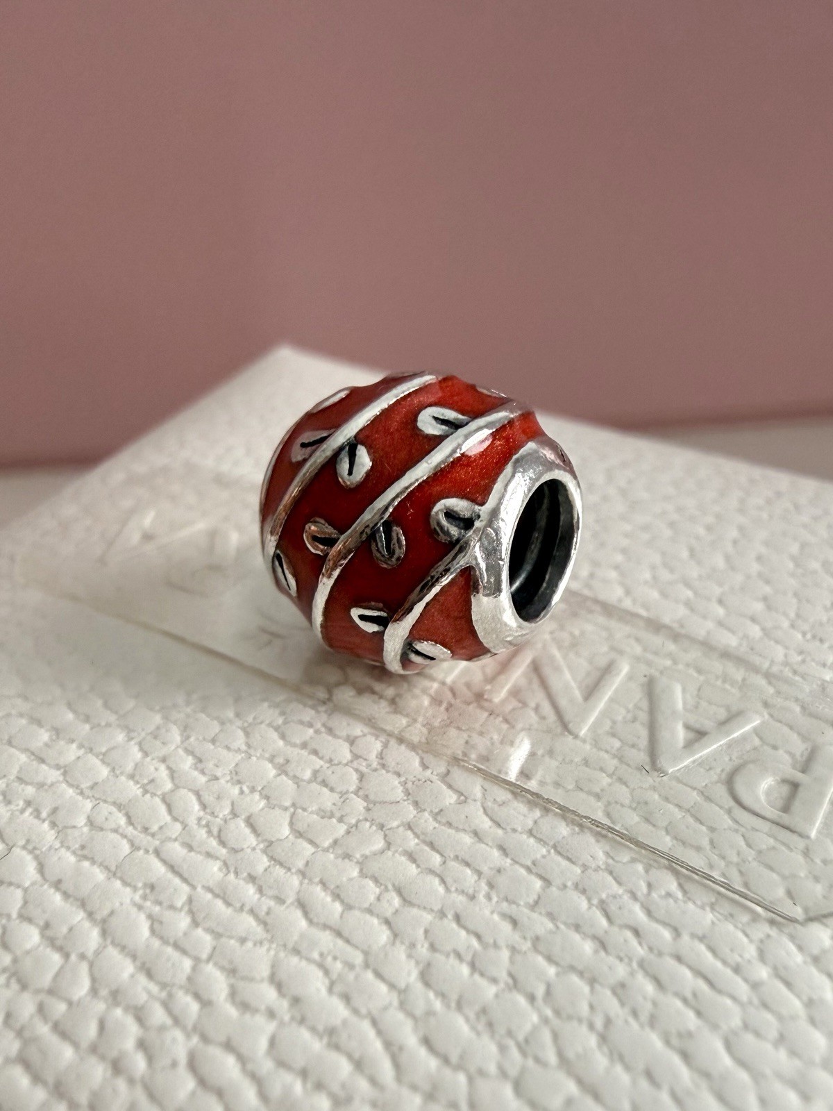 PANDORA STERLING SILVER RED VINES ENAMEL CHARM #790525EN17 AUTHENTIC RETIRED