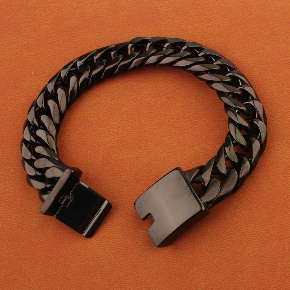 Men’s Silver/Gold/Black Stainless Steel Curb Cuban Chain Link Bracelet 7″-11″