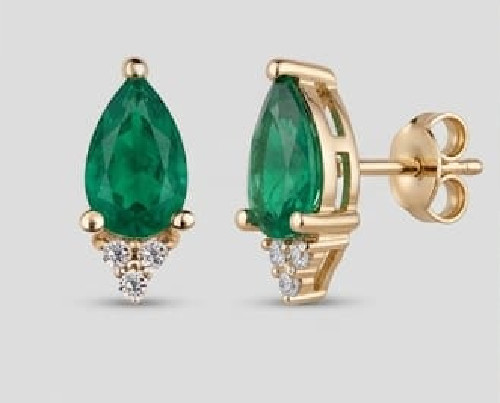 2ct Pear Simulated Green Emerald/Diamond Stunning Stud Earring Rose Gold Plated