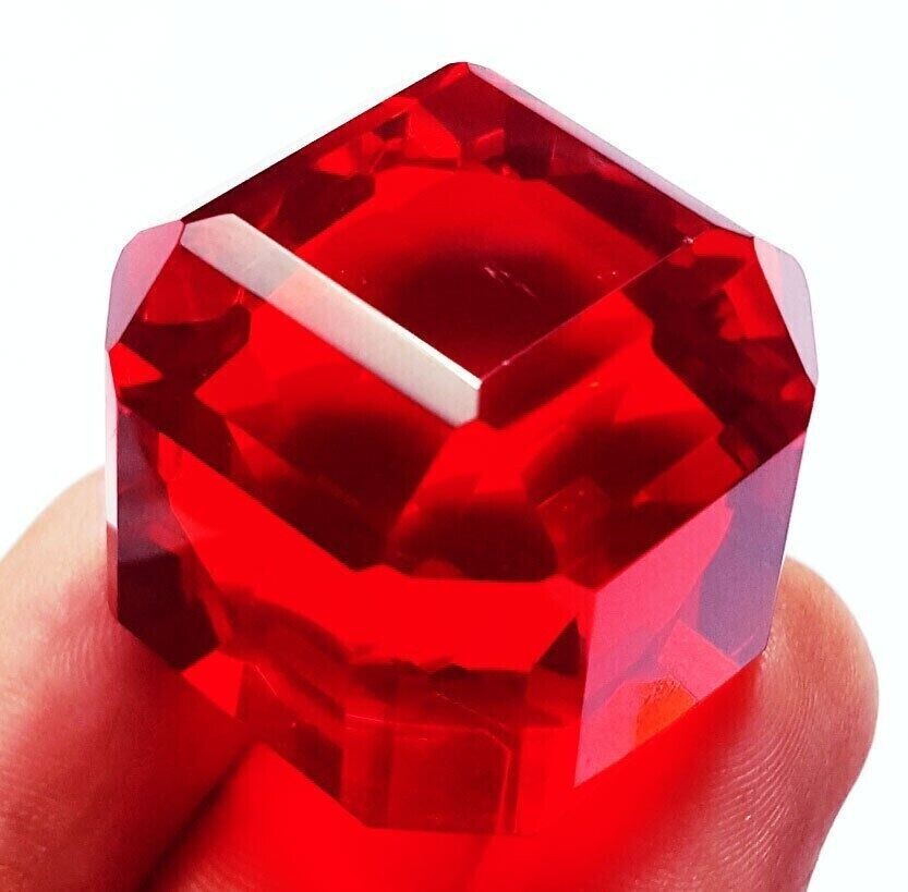 100 Ct + Cube Cut Natural EGL Certified Brazilian Red Color Topaz Loose Gemstone