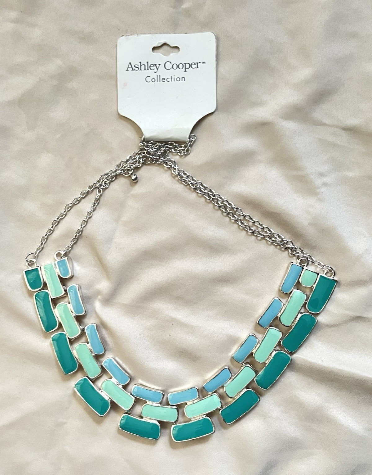 Ashley Cooper Boho Multicolor Enamel Statement Collar Necklace Silver Tone