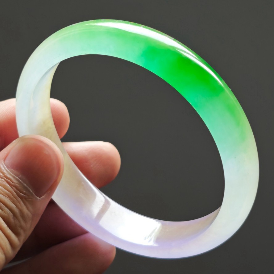 61mm Natural Ice Lavender Purple Jade Bracelet Burma Jadeite Jade Bangle 4030