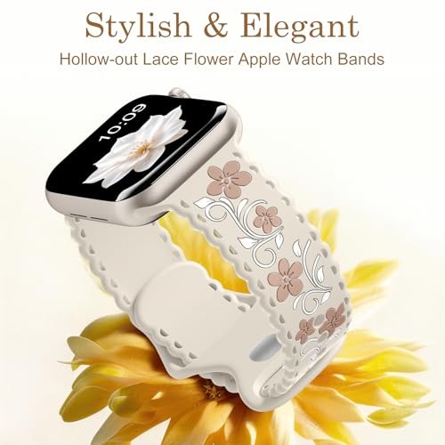 Floral Band 38mm/40mm/41mm/ (42mm-Series 11 10) Starlight & Milk Tea