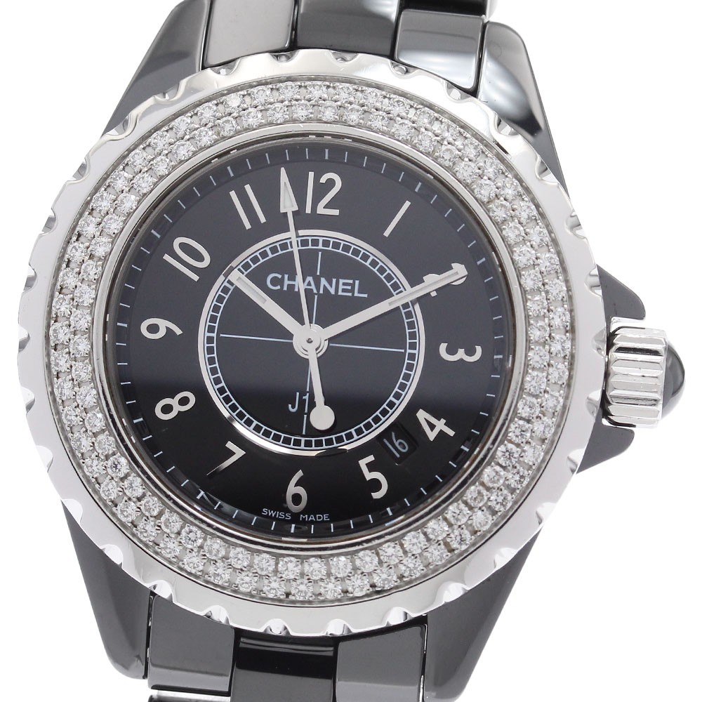 CHANEL J12 H0949 black ceramic diamond bezel black Dial Quartz Ladies_936080