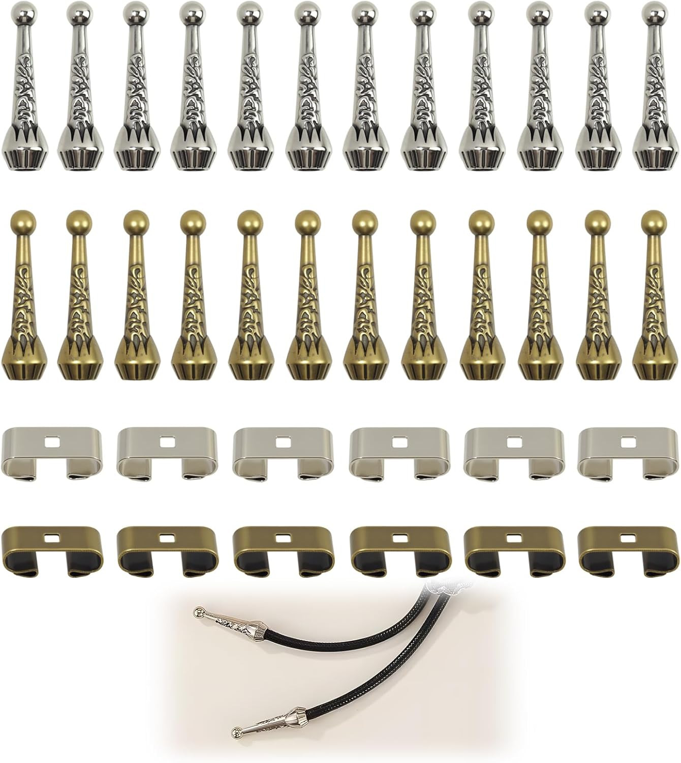 Bolo Tie Findings Kit – 36 Pieces with Silver & Bronze Tips and Slides